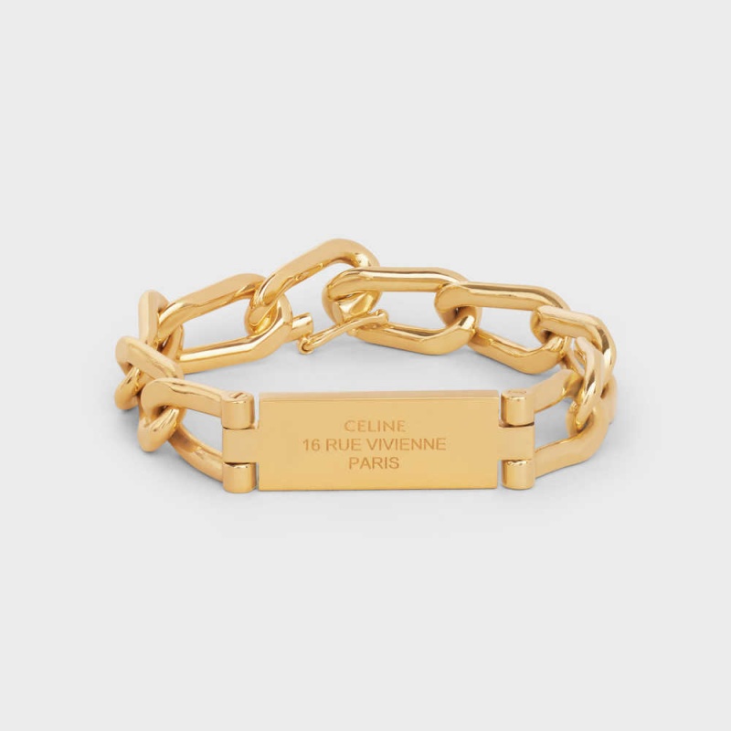 Celine 16 Rue Vivienne Gourmette In Brass With Gold Finish Armbänder Gold | CL-592212