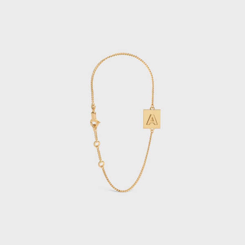 Celine Alphabet A In Brass With Gold Finish Armbänder Gold | CL-592238