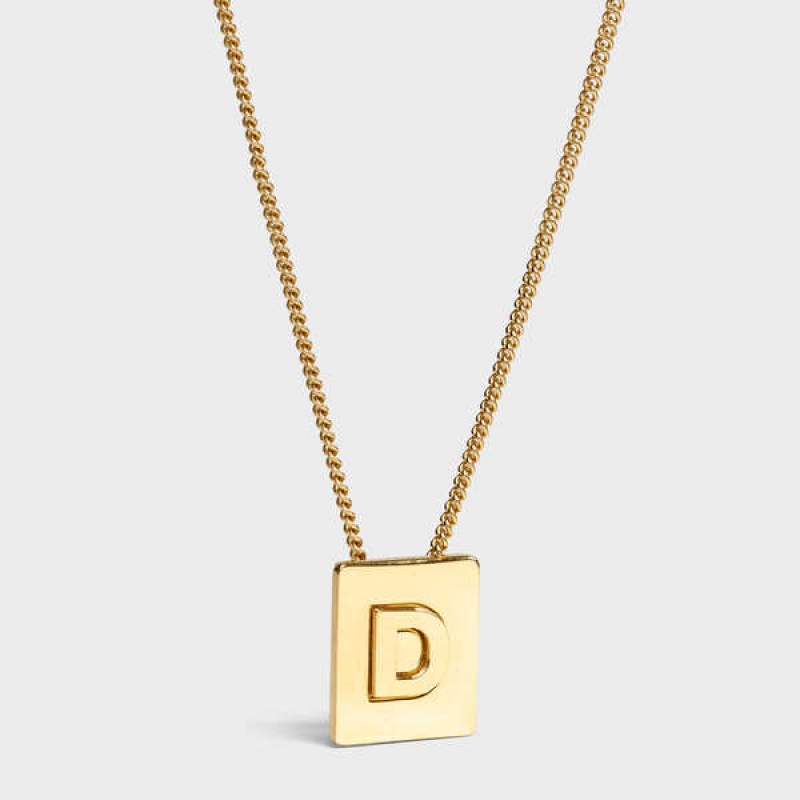 Celine Alphabet D In Brass With Gold Finish Ketten Gold | CL-592267