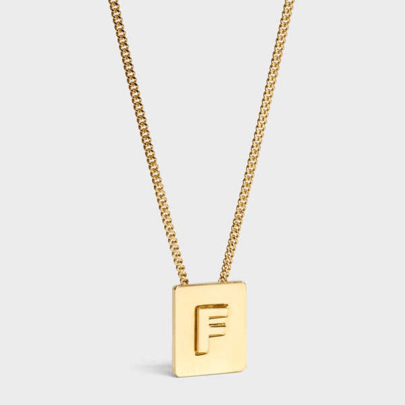 Celine Alphabet F In Brass With Gold Finish Ketten Gold | CL-592269