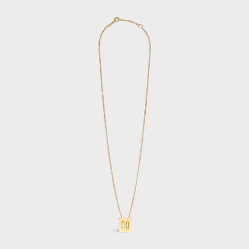 Celine Alphabet H In Brass With Gold Finish Ketten Gold | CL-592271