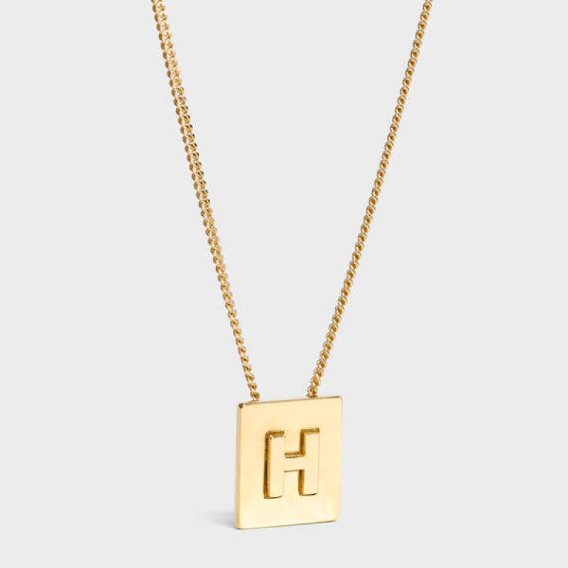 Celine Alphabet H In Brass With Gold Finish Ketten Gold | CL-592271