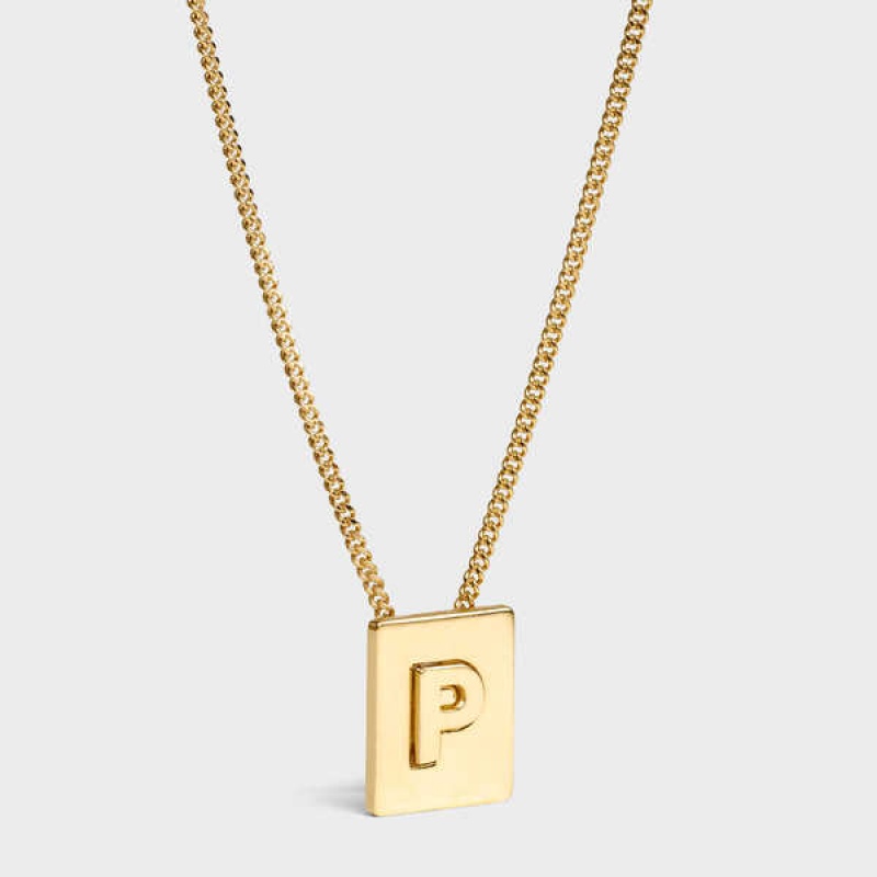 Celine Alphabet P In Brass With Gold Finish Ketten Gold | CL-592279