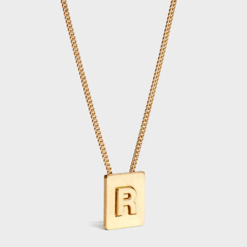 Celine Alphabet R In Brass With Gold Finish Ketten Gold | CL-592281