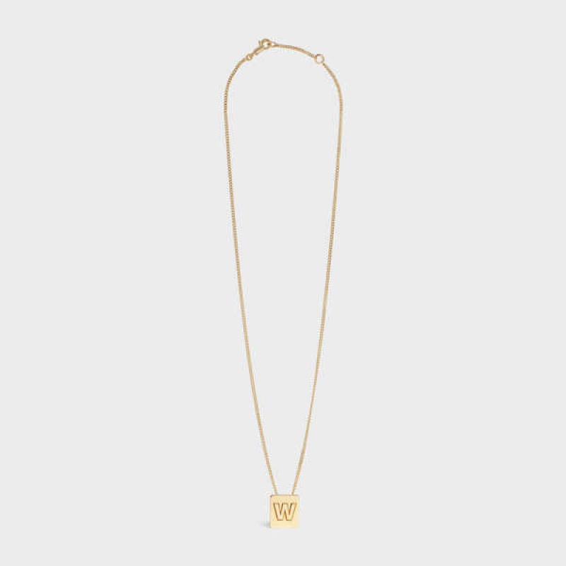 Celine Alphabet W In Brass With Gold Finish Ketten Gold | CL-592286