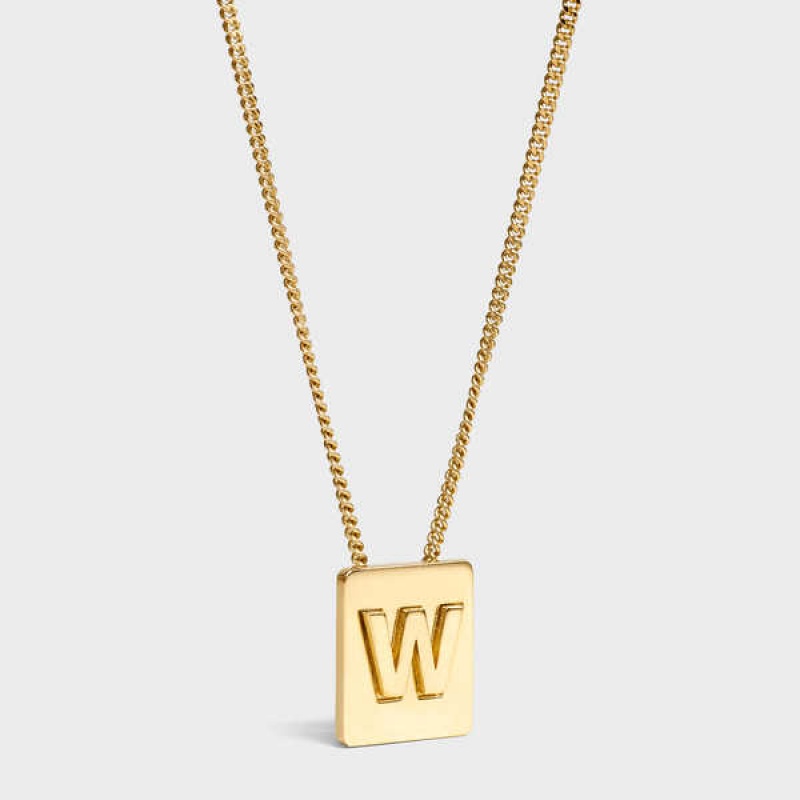 Celine Alphabet W In Brass With Gold Finish Ketten Gold | CL-592286