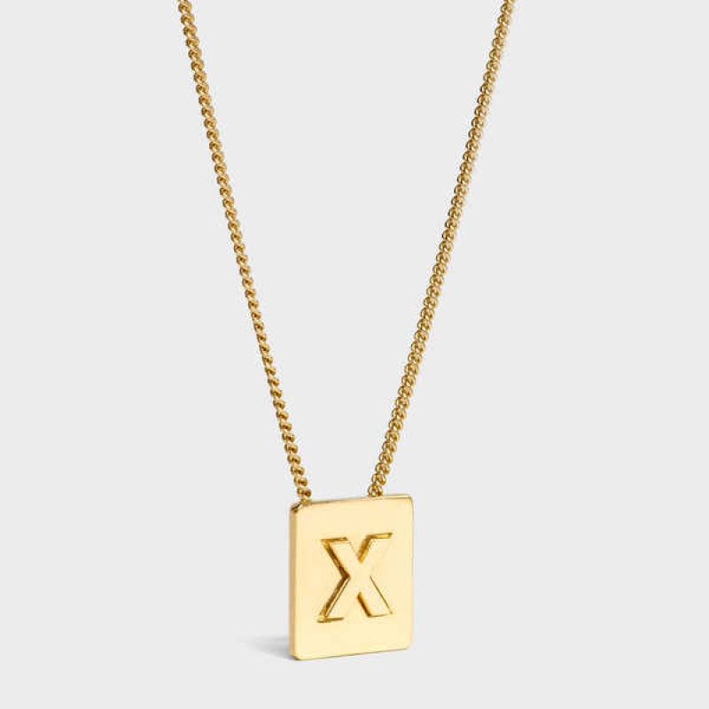 Celine Alphabet X In Brass With Gold Finish Ketten Gold | CL-592287