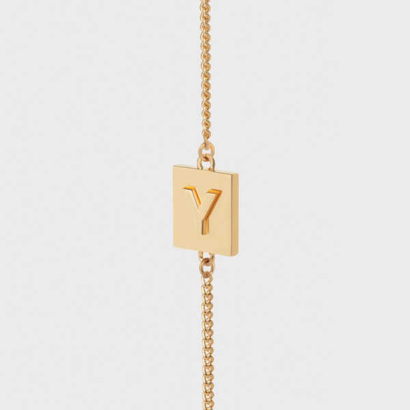 Celine Alphabet Y In Brass With Gold Finish Armbänder Gold | CL-592234