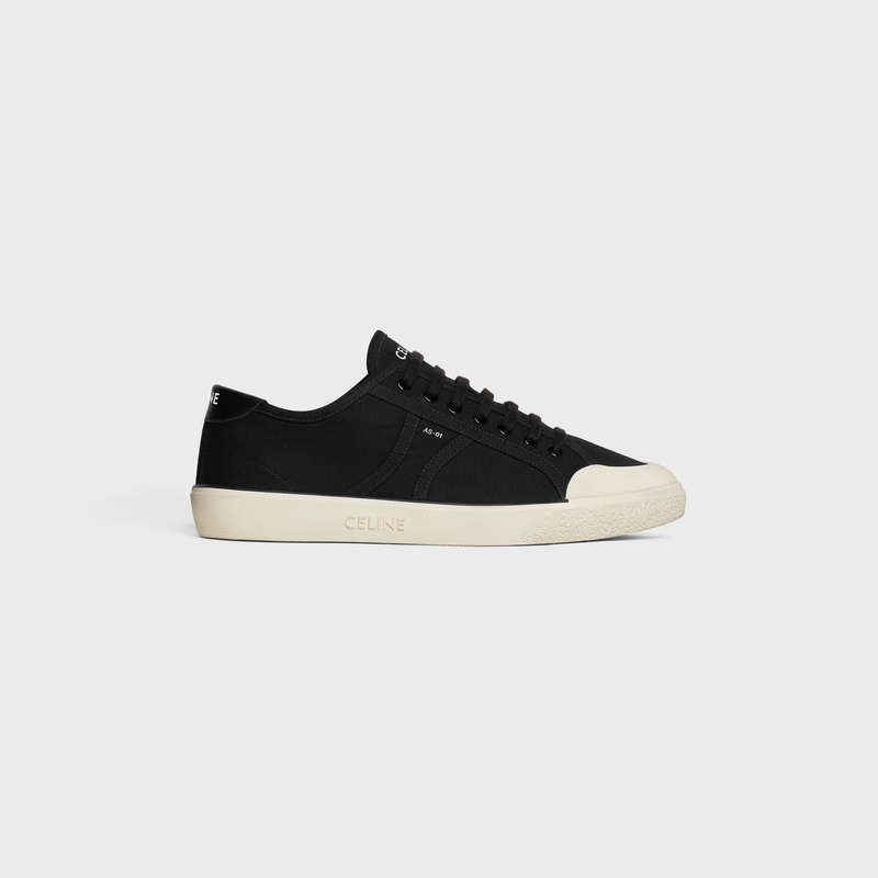 Celine As-01 Low Spitze-up Alan In Canvas & Calfskin Sneakers Schwarz | CL-591895