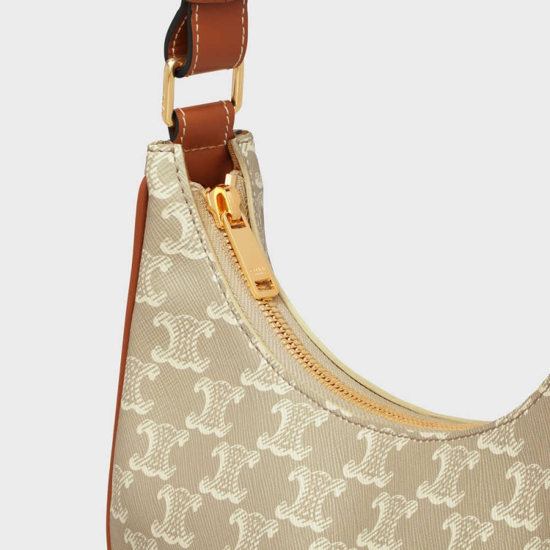 Celine Ava Bag In And Calfskin Triomphe Canvas Beige | CL-593129