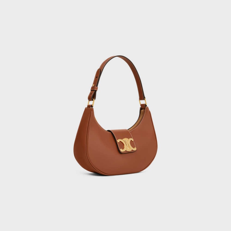 Celine Ava Soft Bag In Smooth Calfskin Triomphe Braun | CL-593172