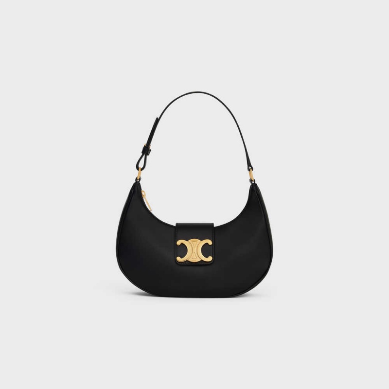 Celine Ava Soft Bag In Smooth Calfskin Triomphe Schwarz | CL-593171