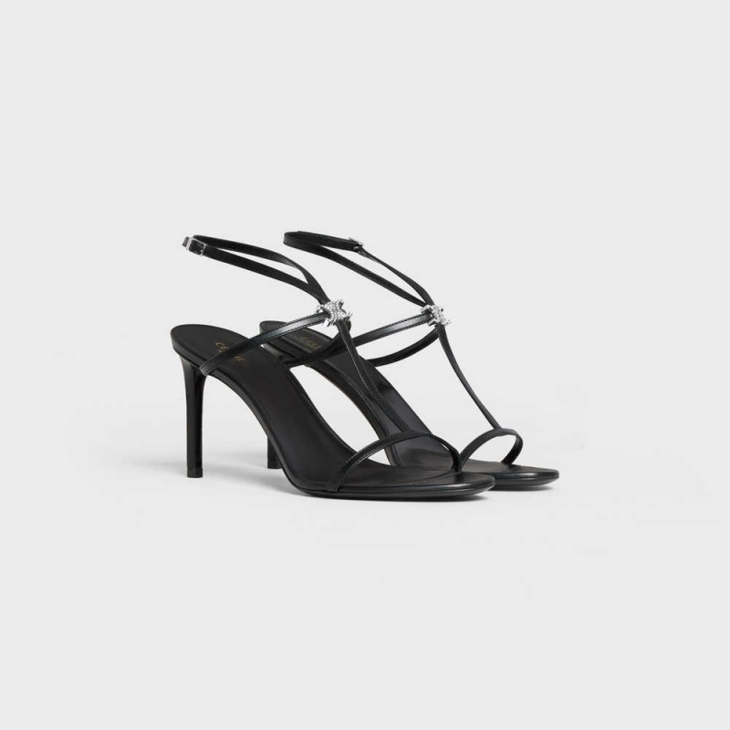 Celine Bar Triomphe In Calfskin Sandalen Schwarz | CL-592598