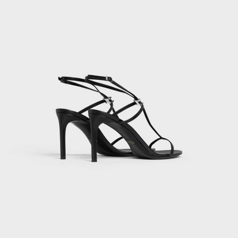 Celine Bar Triomphe In Calfskin Sandalen Schwarz | CL-592598