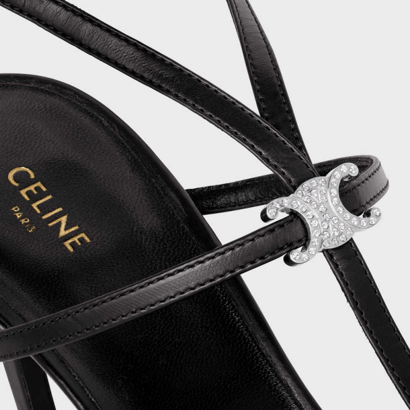 Celine Bar Triomphe In Calfskin Sandalen Schwarz | CL-592598