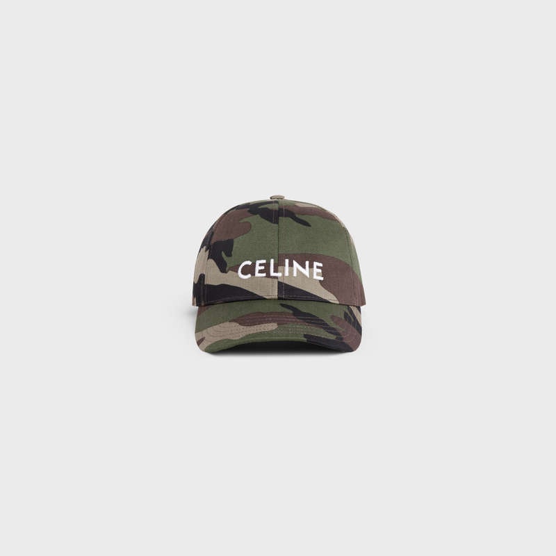 Celine Baseball In Baumwoll Kappe Camouflage | CL-591693