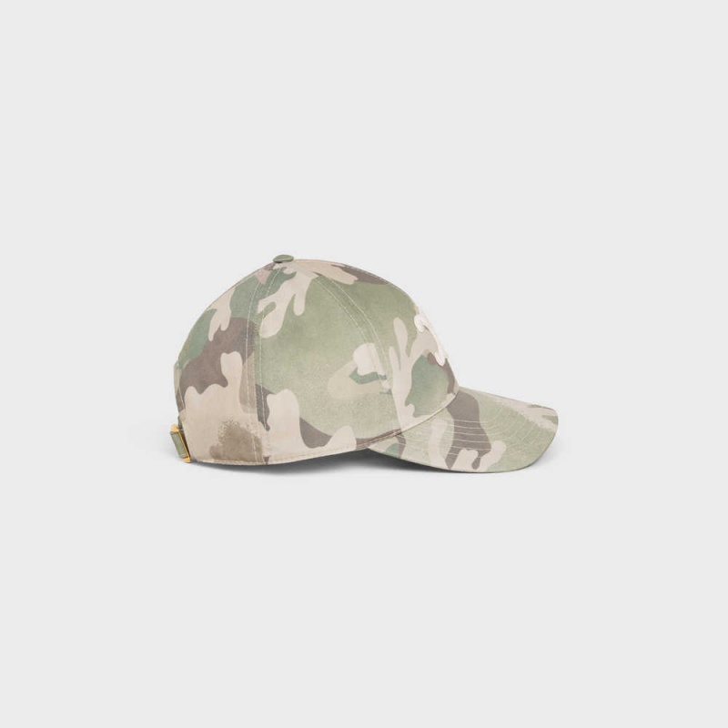 Celine Baseball In Camouflage Baumwoll Kappe Camouflage | CL-592360