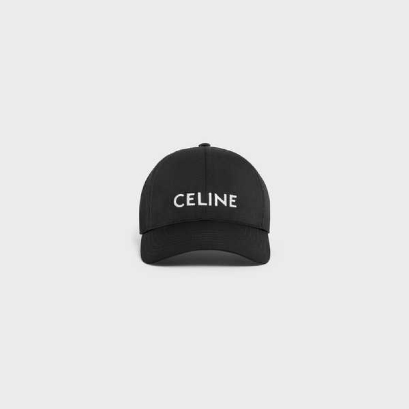 Celine Baseball In Drill Baumwoll Kappe Schwarz | CL-592362