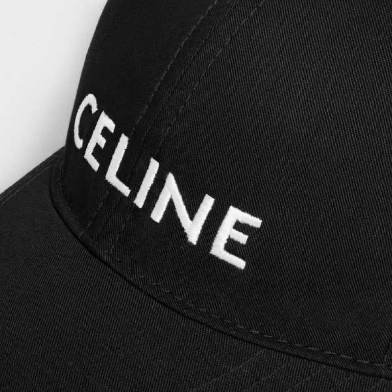 Celine Baseball In Drill Baumwoll Kappe Schwarz | CL-592362