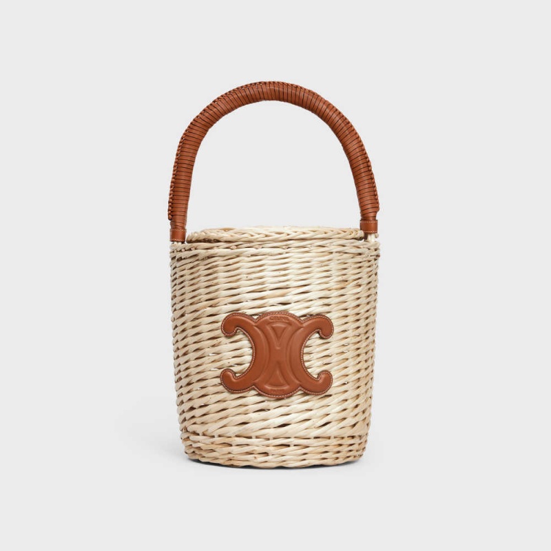 Celine Basket In Wicker And Calfskin Panier Braun | CL-593068