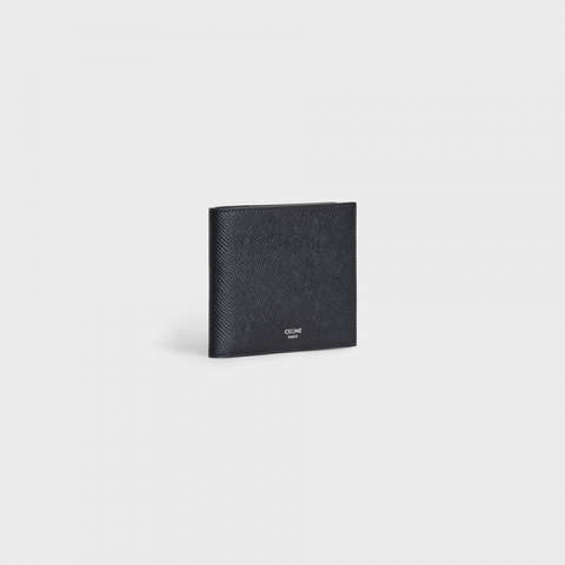 Celine Bi-fold With Coin Compartment In Grained Calfskin Geldbörse Schwarz | CL-591787