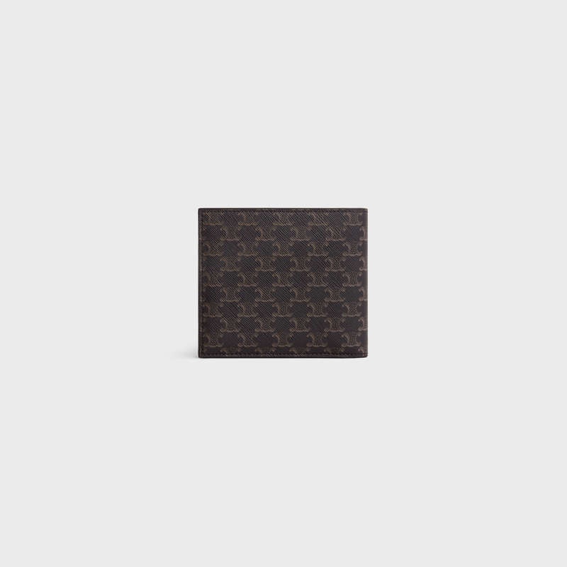 Celine Bi-fold With Coin Compartment In Triomphe Canvas Geldbörse Schwarz | CL-591786