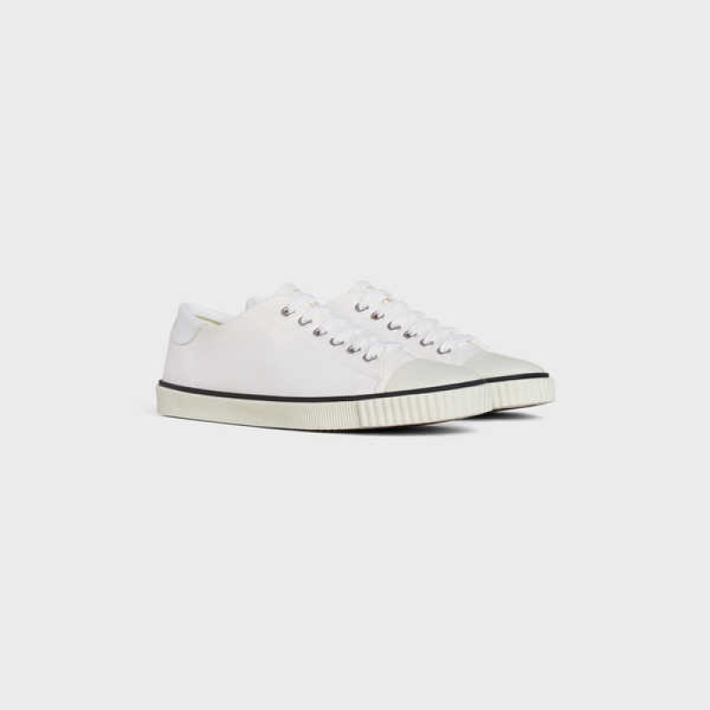 Celine Blank Low Spitze Up With Kappe In Canvas And Calfskin Sneakers Weiß | CL-592555