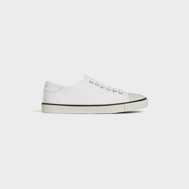 Celine Blank Low Spitze Up With Kappe In Canvas And Calfskin Sneakers Weiß | CL-592555