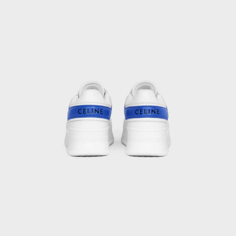 Celine Block Sneakers With Wedge In Calfskin Sneakers Weiß Blau | CL-592548