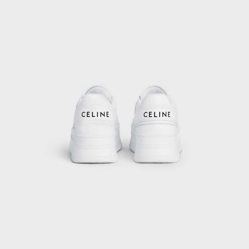 Celine Block Sneakers With Wedge Outsole In Calfskin Sneakers Weiß | CL-592547