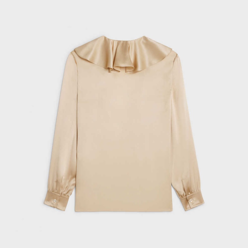 Celine Blouse With Jabot In Satin Crepe Hemd Aprikose | CL-592815