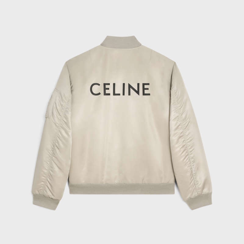 Celine Bomber In Nylon Twill Blousons Hellgrau | CL-591959