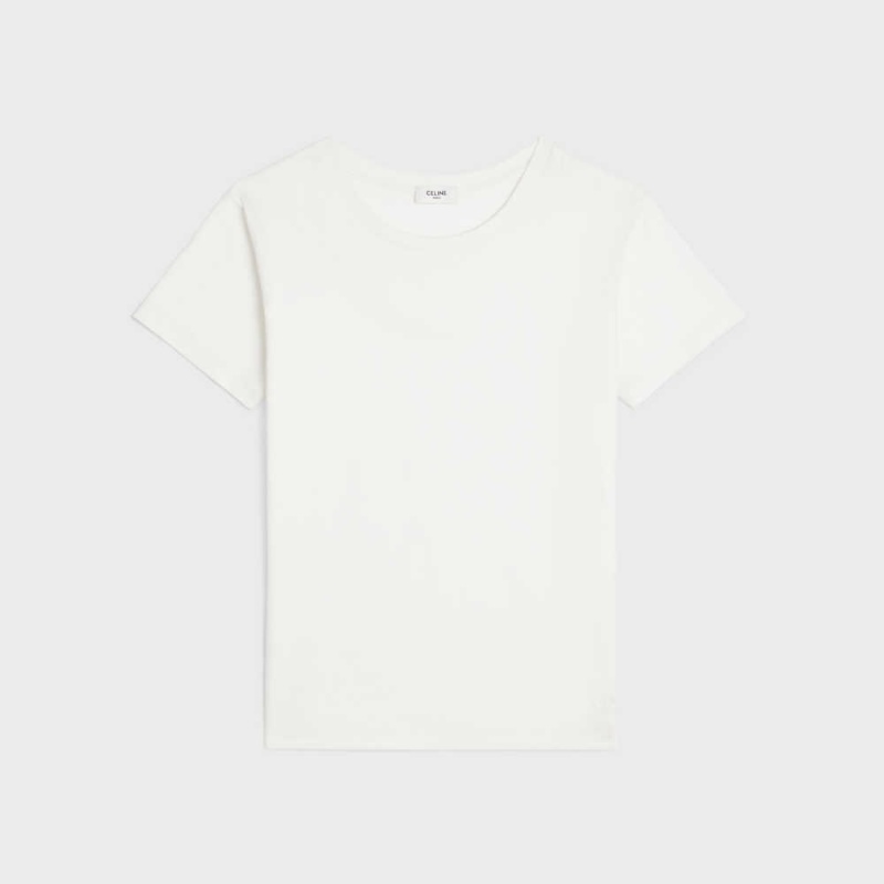 Celine Boxy Triomphe In Baumwoll Jersey T-shirt Weiß | CL-592789