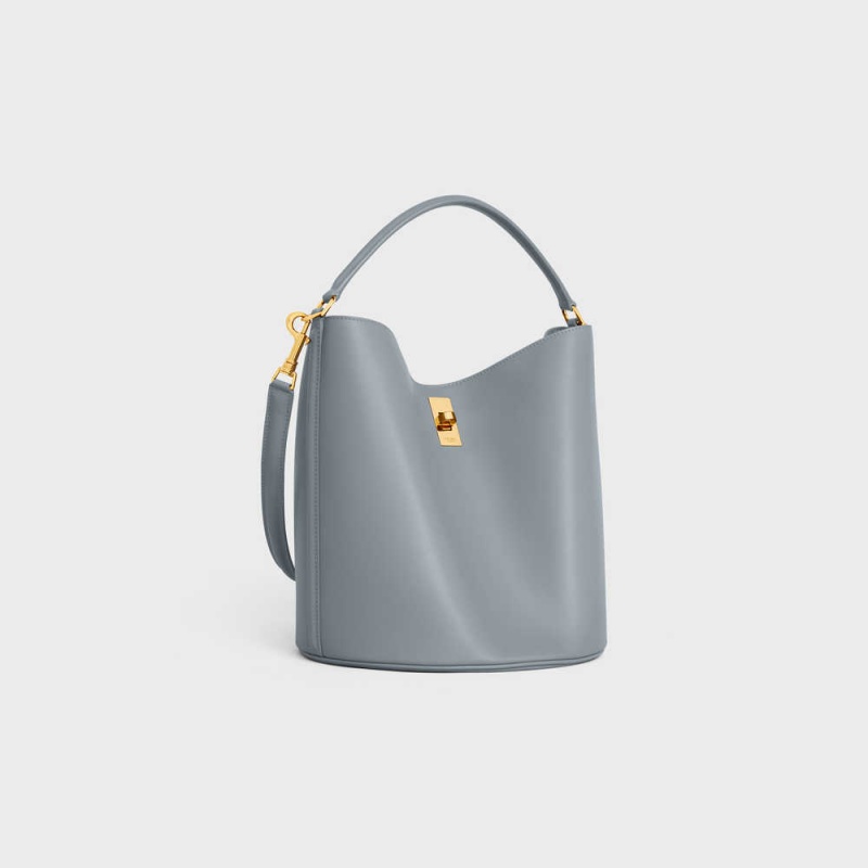 Celine Bucket Bag In Smooth Calfskin 16 Blau Grau | CL-593255