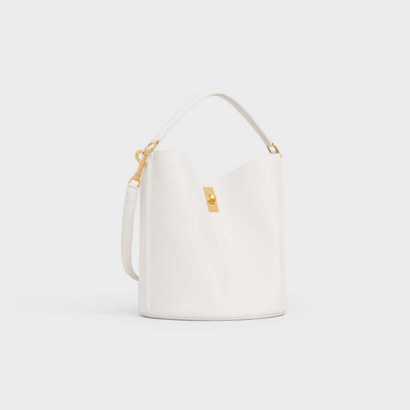 Celine Bucket Bag In Supple Grained Calfskin 16 Weiß | CL-593258