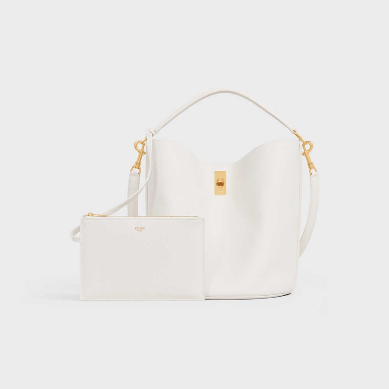 Celine Bucket Bag In Supple Grained Calfskin 16 Weiß | CL-593258