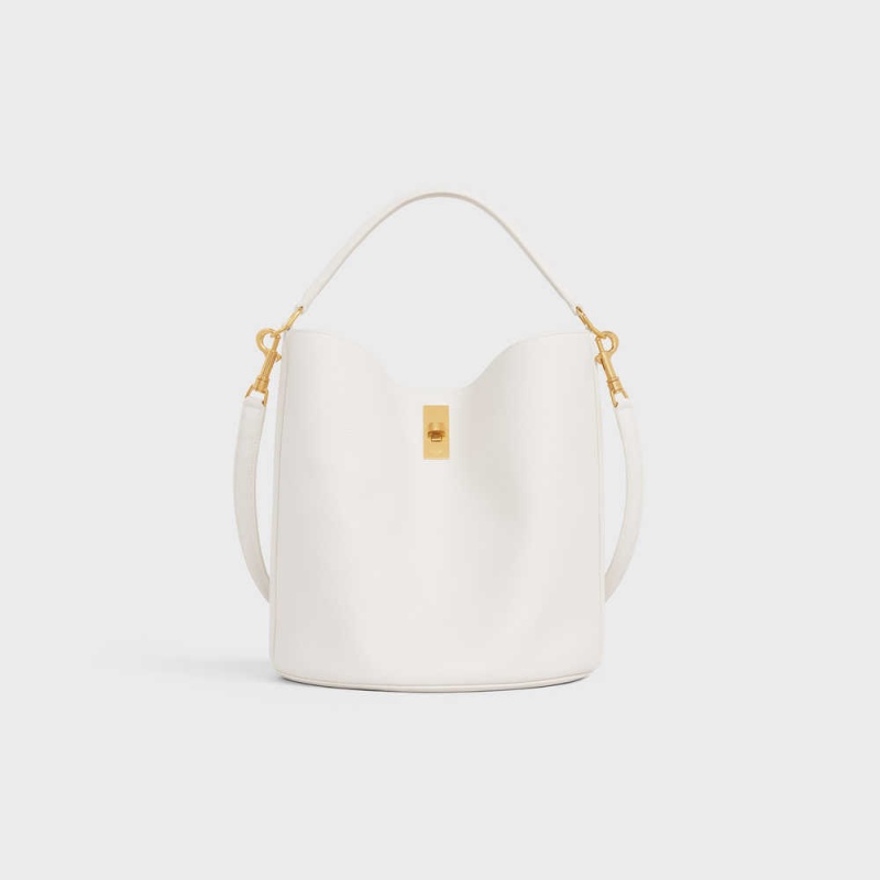 Celine Bucket Bag In Supple Grained Calfskin 16 Weiß | CL-593258