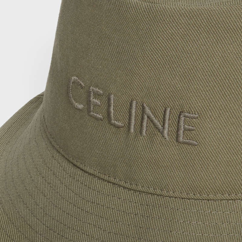 Celine Bucket In Thick Baumwoll Twill Hut Grün | CL-591710