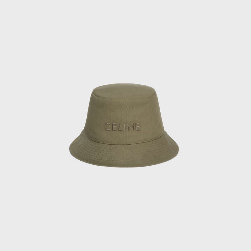 Celine Bucket In Thick Baumwoll Twill Hut Grün | CL-591710