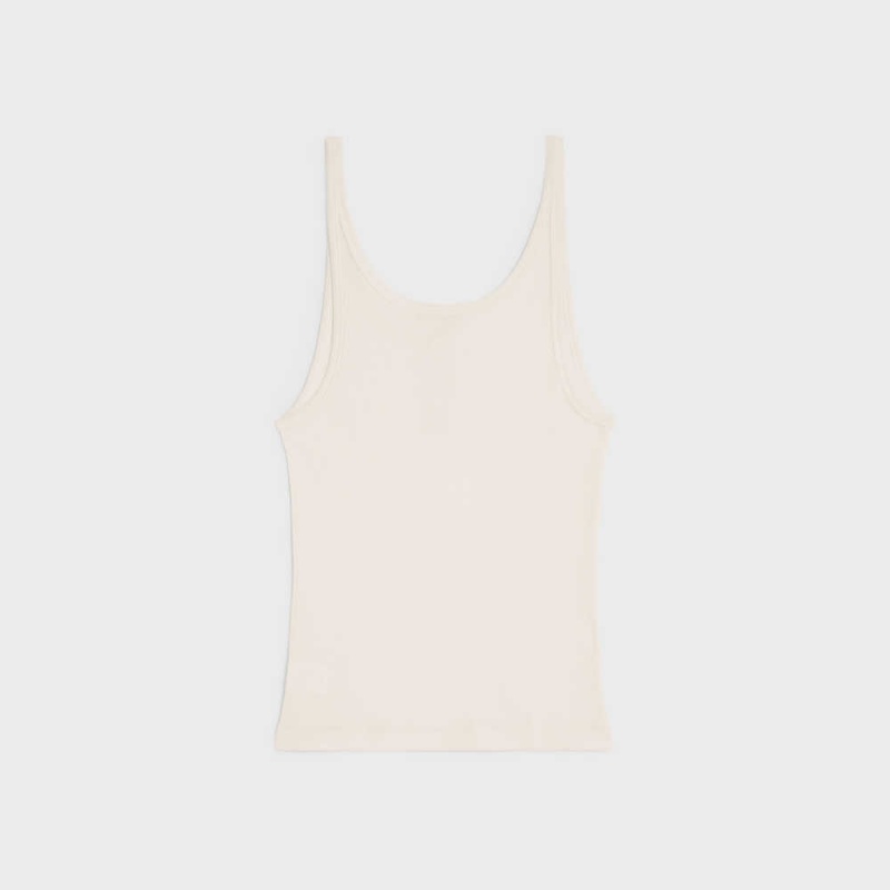 Celine Buttoned Tank In Gerippt Silk Jersey Oberteile Weiß | CL-592839