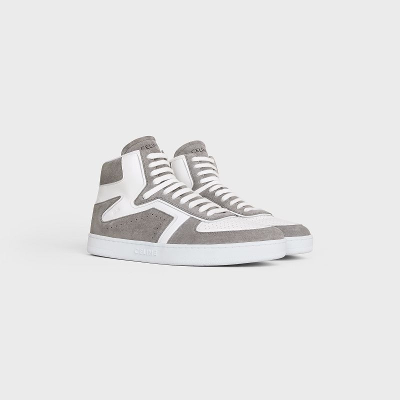 Celine C01 Z Trainer High In Wildleder Calfskin And Calfskin Sneakers Grau Weiß | CL-591910