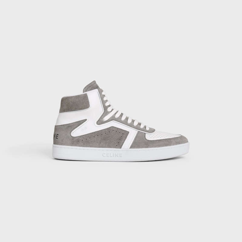 Celine C01 Z Trainer High In Wildleder Calfskin And Calfskin Sneakers Grau Weiß | CL-591910