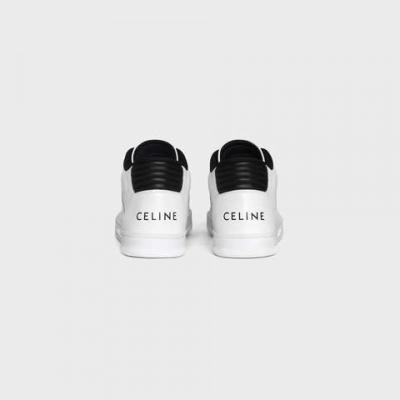 Celine C02 Mid With Klettverschluss In Calfskin Sneakers Weiß Schwarz | CL-591912