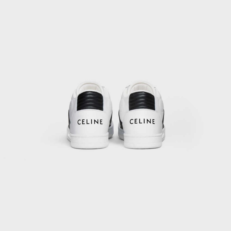 Celine C02 Trainer Mid With Scratch In Calfskin Sneakers Weiß Schwarz | CL-592542