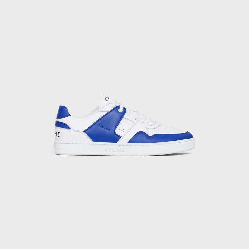 Celine C04 Trainer Low Spitze-up In Calfskin Sneakers Weiß Blau | CL-591905