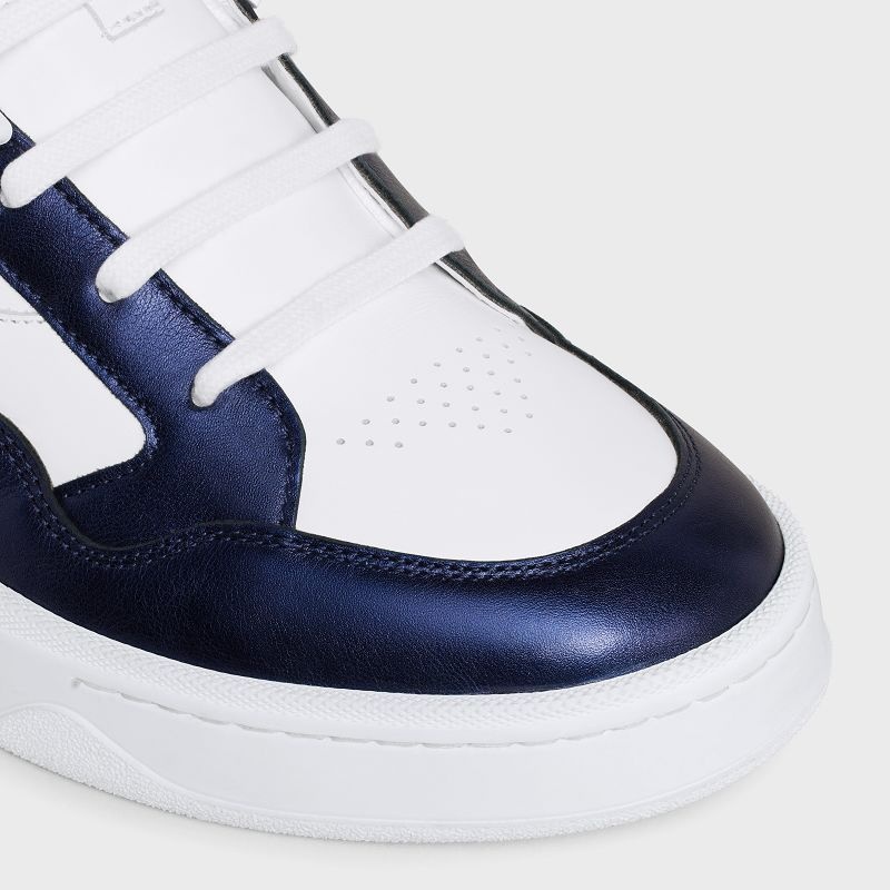 Celine C06 High In Calfskin & Metallic Calfskin Sneakers Weiß Blau | CL-591908