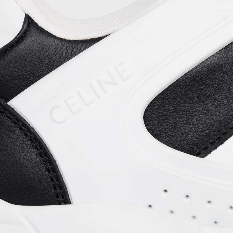 Celine C07 Trainer Low Spitze-up In Calfskin Sneakers Weiß Schwarz | CL-591897