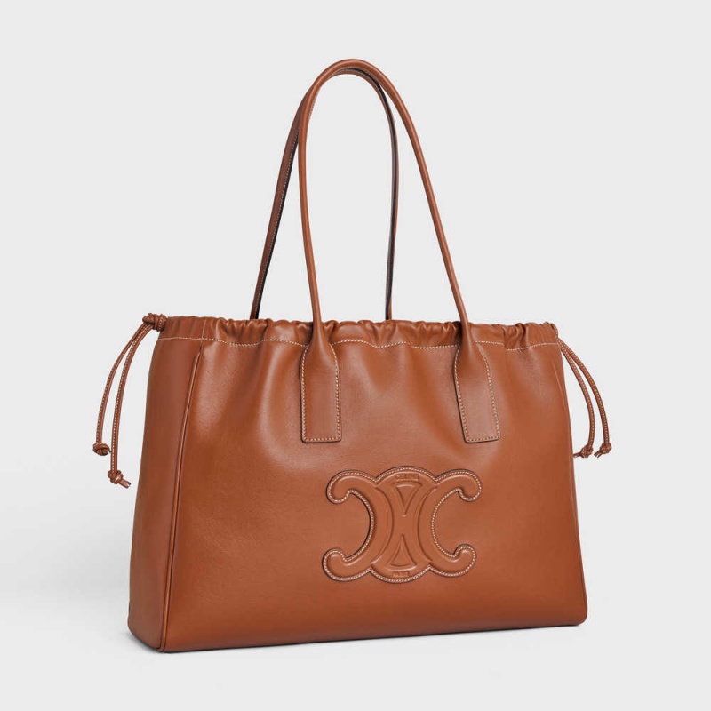 Celine Cabas Drawstring In Smooth Calfskin Cuir Triomphe Braun | CL-593153