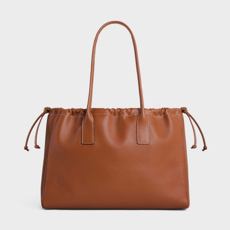 Celine Cabas Drawstring In Smooth Calfskin Cuir Triomphe Braun | CL-593153