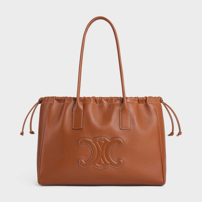 Celine Cabas Drawstring In Smooth Calfskin Cuir Triomphe Braun | CL-593153